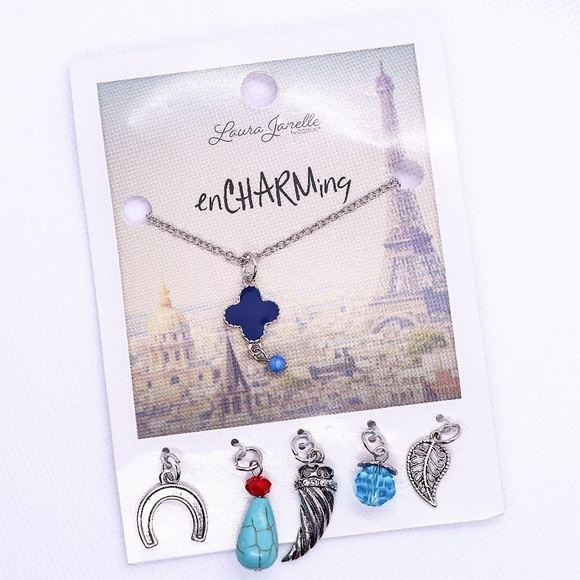 Cross Charm Necklace with Multiple Charms - Picture 3 of 6